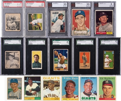 1909-1967 Assorted Brands Hall of Famers and Stars Collection (16 Different) Including Ten Graded Cards!